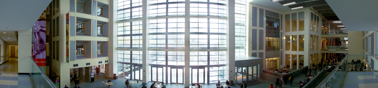 Panorama of the Duffield Hall atrium