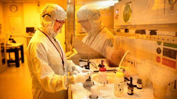 Nicole Chu conducts sensor research at Cornell NanoScale Science and Technology Facility.