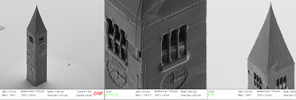 Three views of the smallest rendition of Cornell’s iconic McGraw Tower