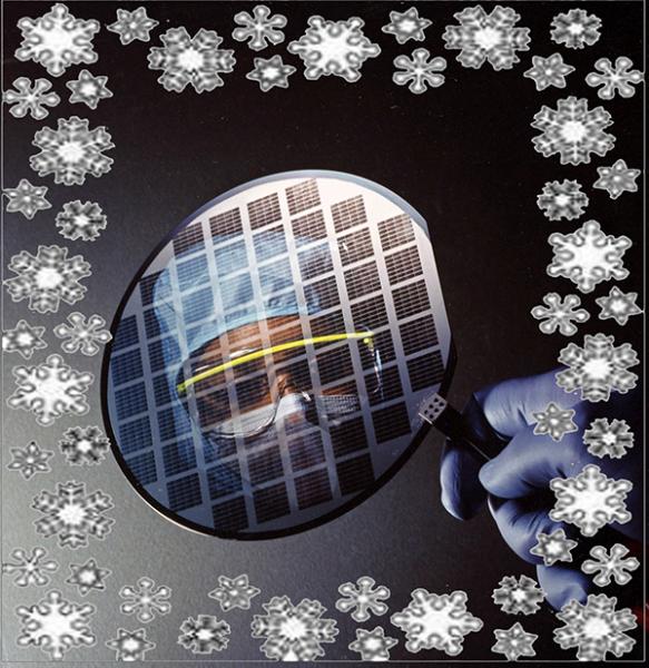 wafer surrounded by snowflakes