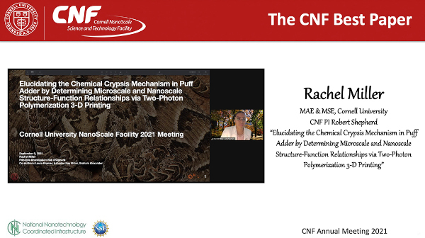 Rachel Miller won the CNF Best Paper Award during the Virtual 2021 CNF Annual Meeting