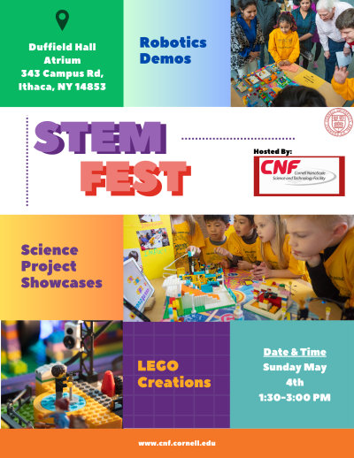 CNF STEM Fest 2025, Duffield Hall Atrium, 343 Campus Rd, Ithaca, NY, 14853, Sunday May 4, 1:30 - 3PM
