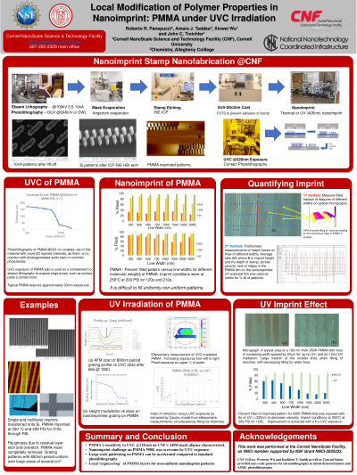 Poster presented at NNT2023: Local Modification of Polymer Properties in Nanoimprint: PMMA under UVC Irradiation
