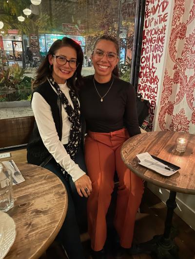 Rachel and Daniella pose for a photogram during a 2022 visit to Ithaca and Cornell